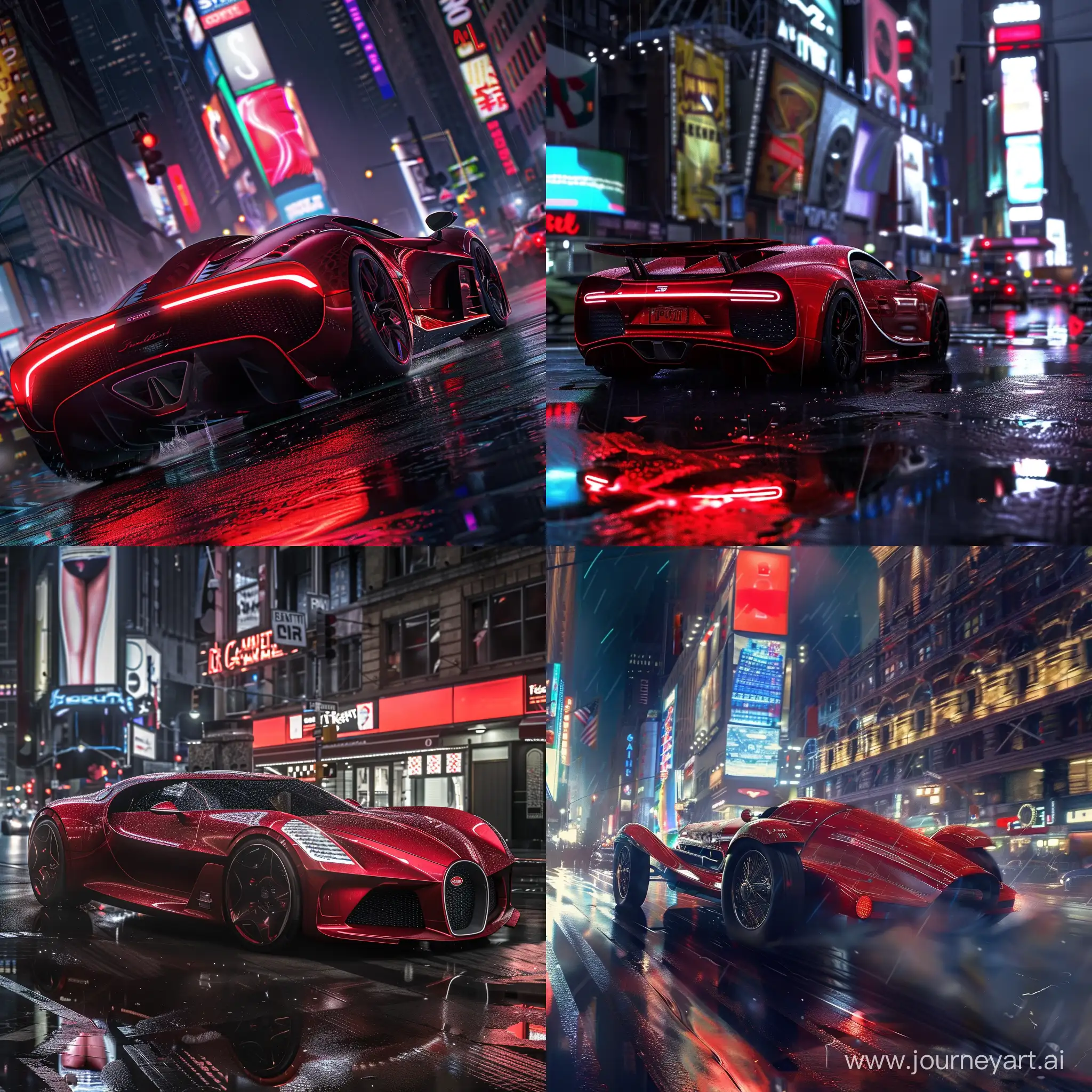  :game Logo::beautiful bugatti red car, in New York city