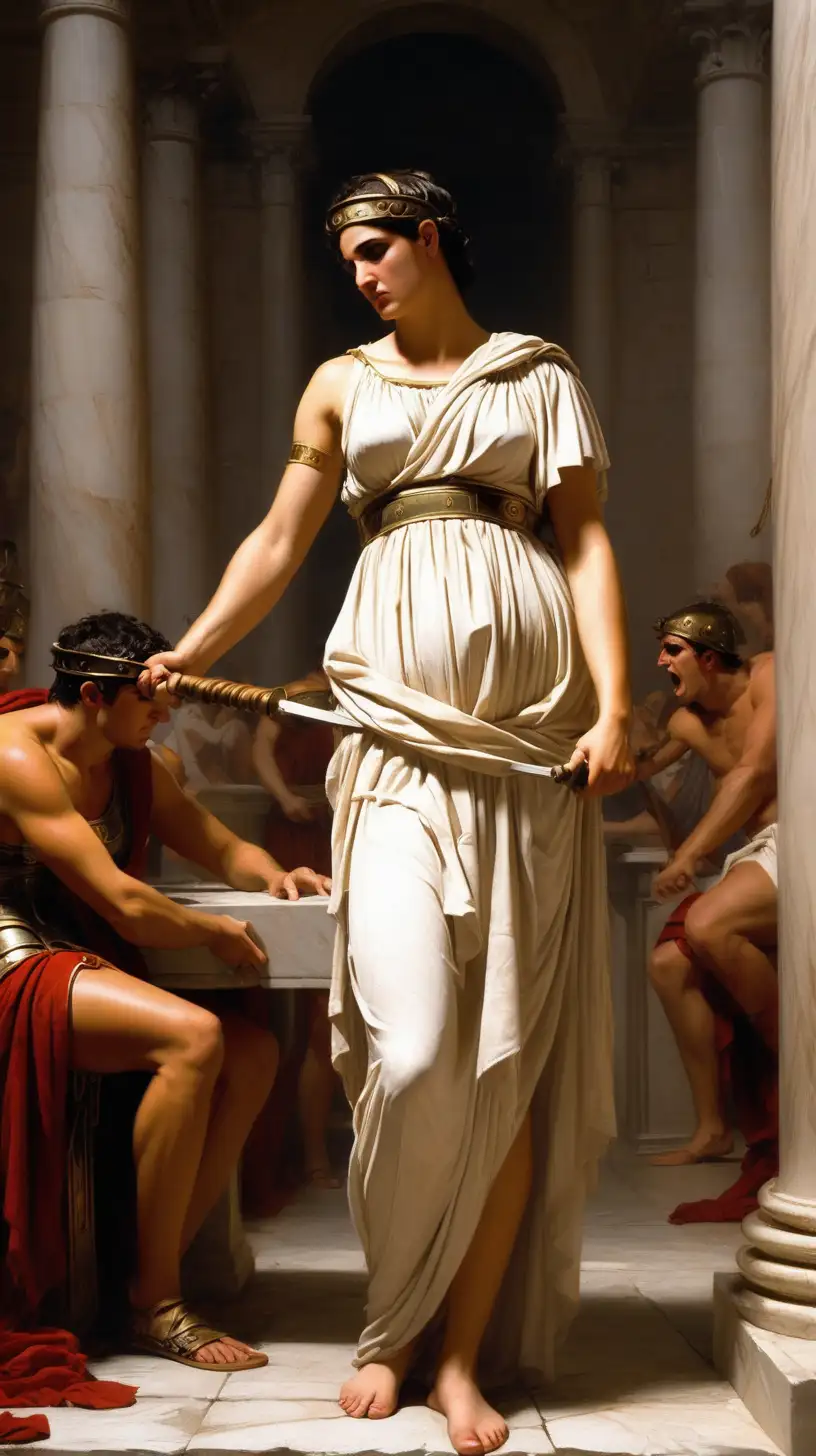 Ancient Roman Women Facing Punishment Historical Reenactment Art