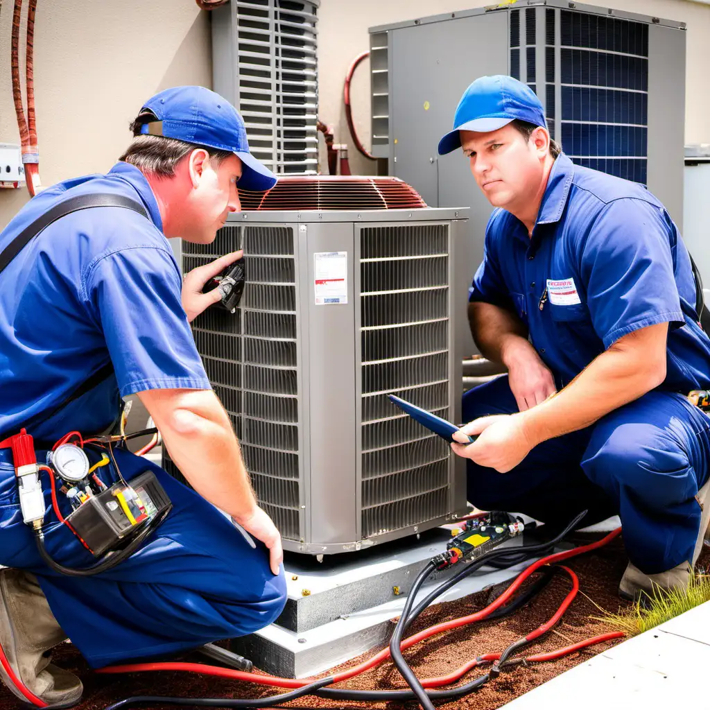 Commercial AC Repairs technicians in Wilmington, NC working on HVAC units.
need professional & realistic images.
Use American technicians in the image