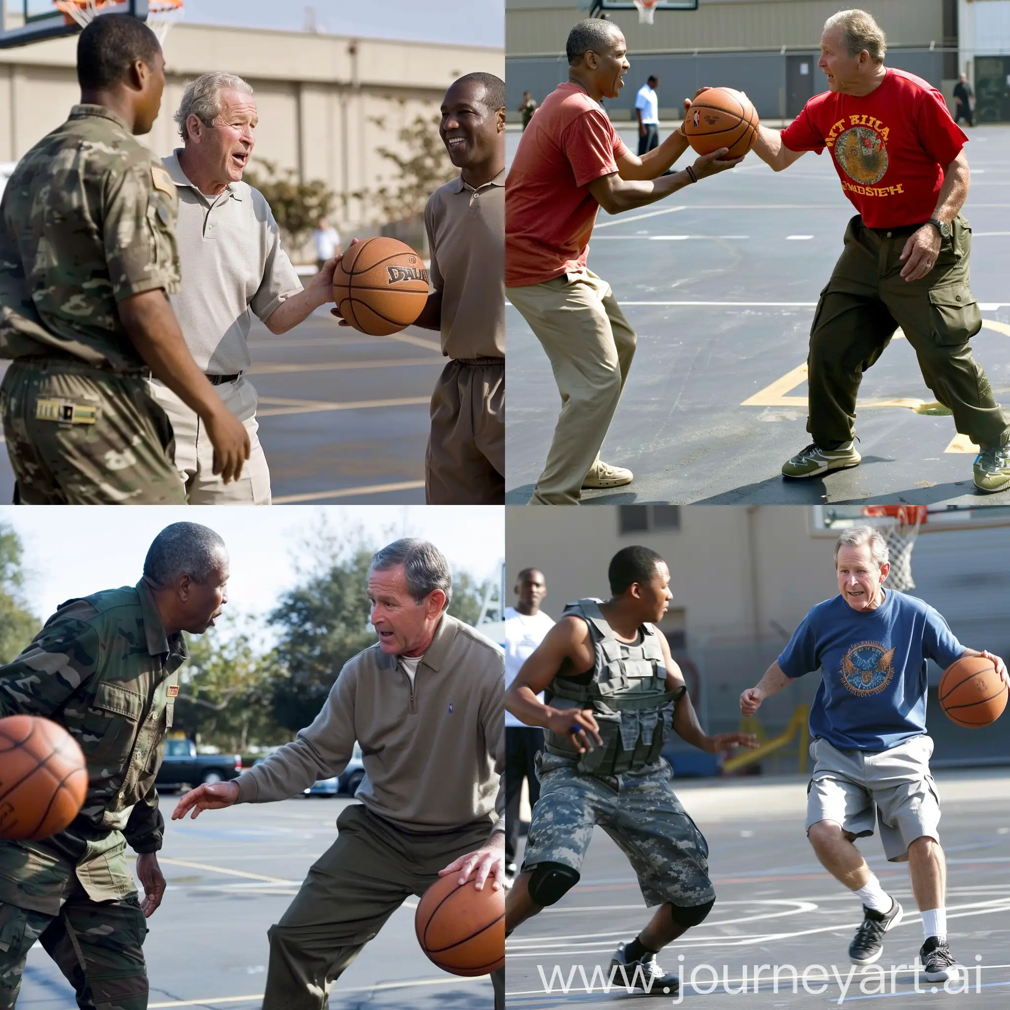 Former-President-George-Bush-Playing-Basketball-with-Master-Chief-in-Parking-Lot