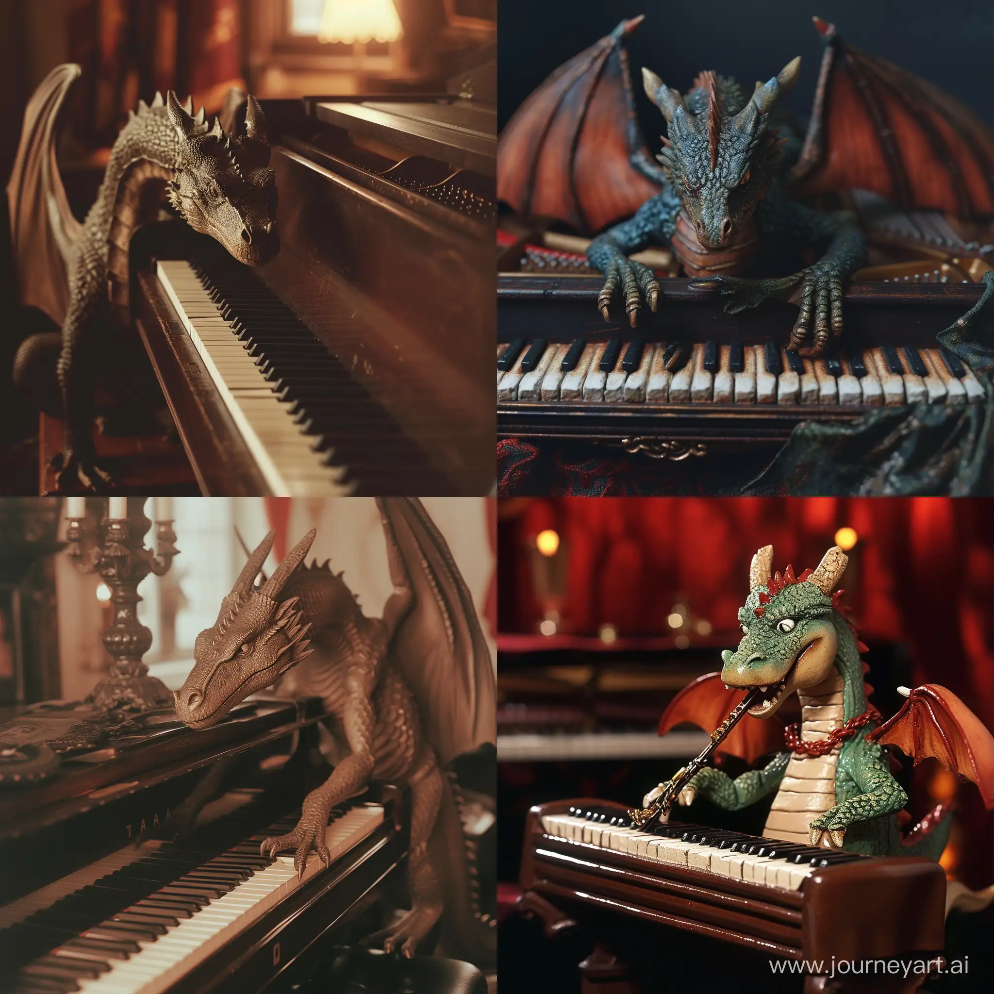 Дракон играет на рояле.