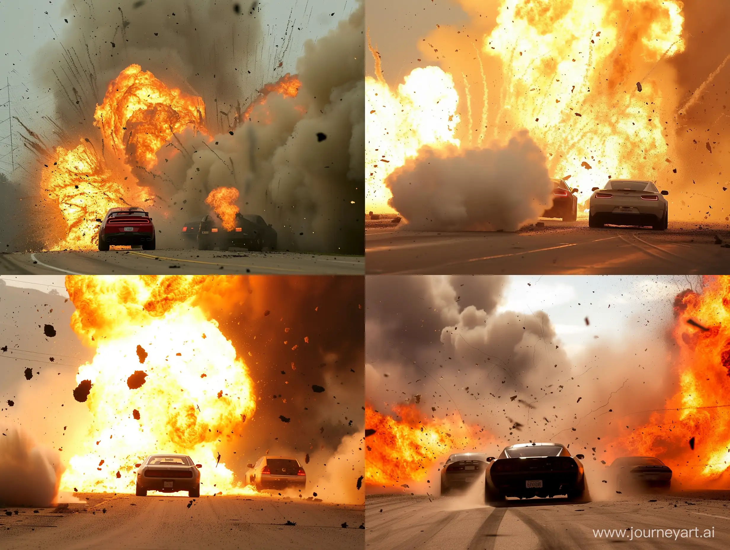 explosions smoke and cars from the afterburner High Resolution