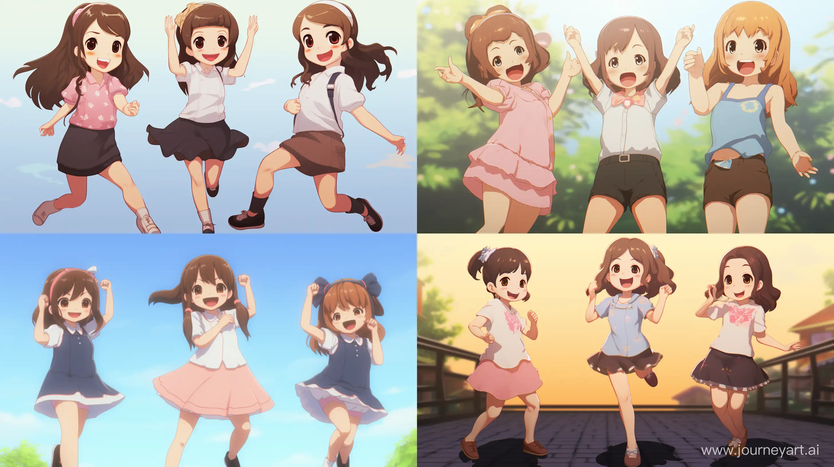 Cheerful-Chibi-Girls-Dance-in-Silly-Pose