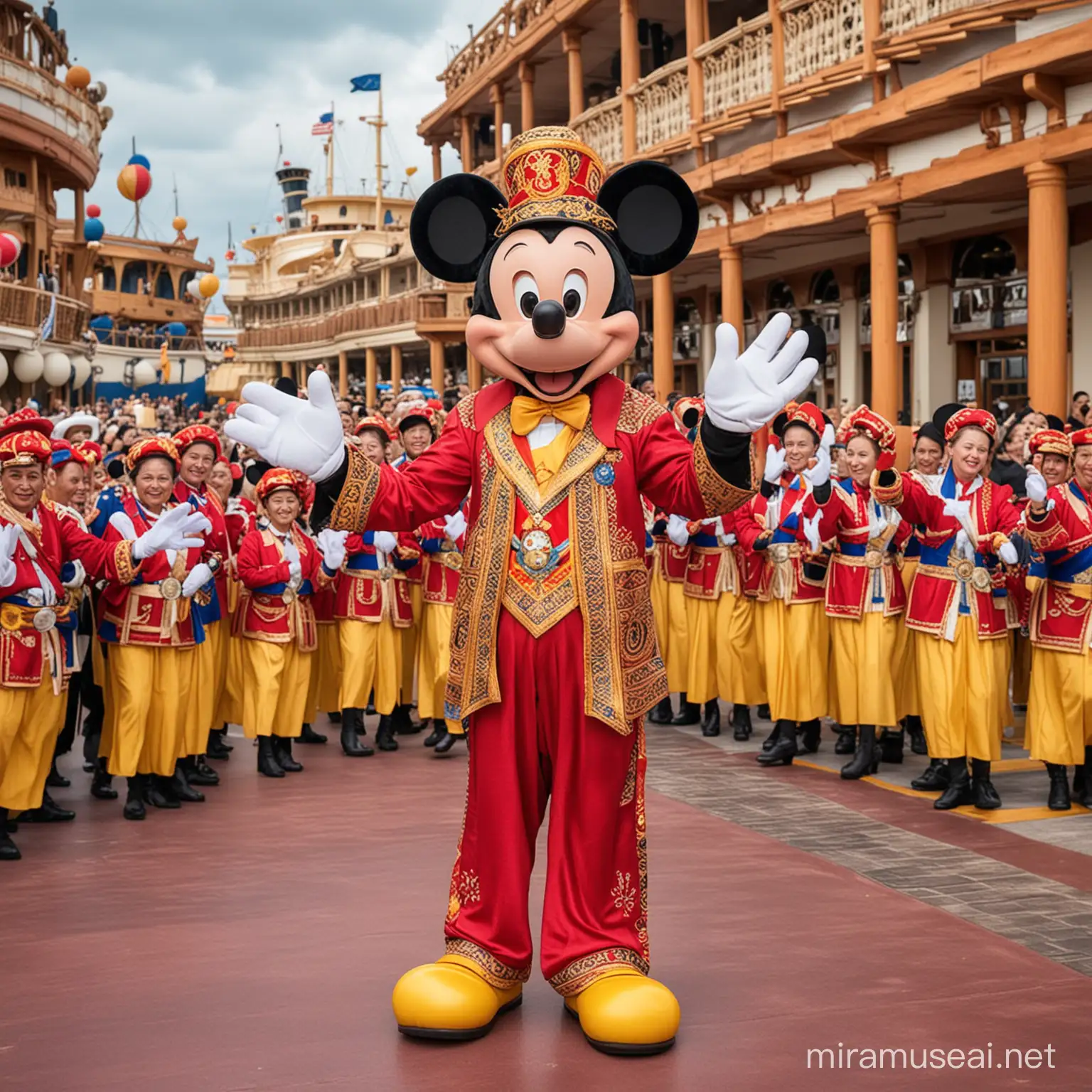 Mickey Mouse Welcomes Disney Cruise Line in Traditional Indonesian Attire