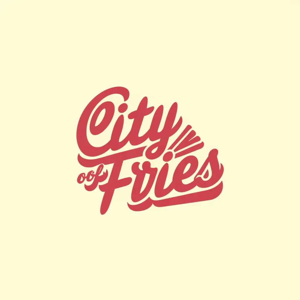 a logo design,with the text "CITY OF FRIES", main symbol:"""
pink, white, long fries, simple, baby pink, retro, retro font, retro aesthetic, pastel pink, barbie pink, vector, wordmark
""",Moderate,be used in Restaurant industry,clear background