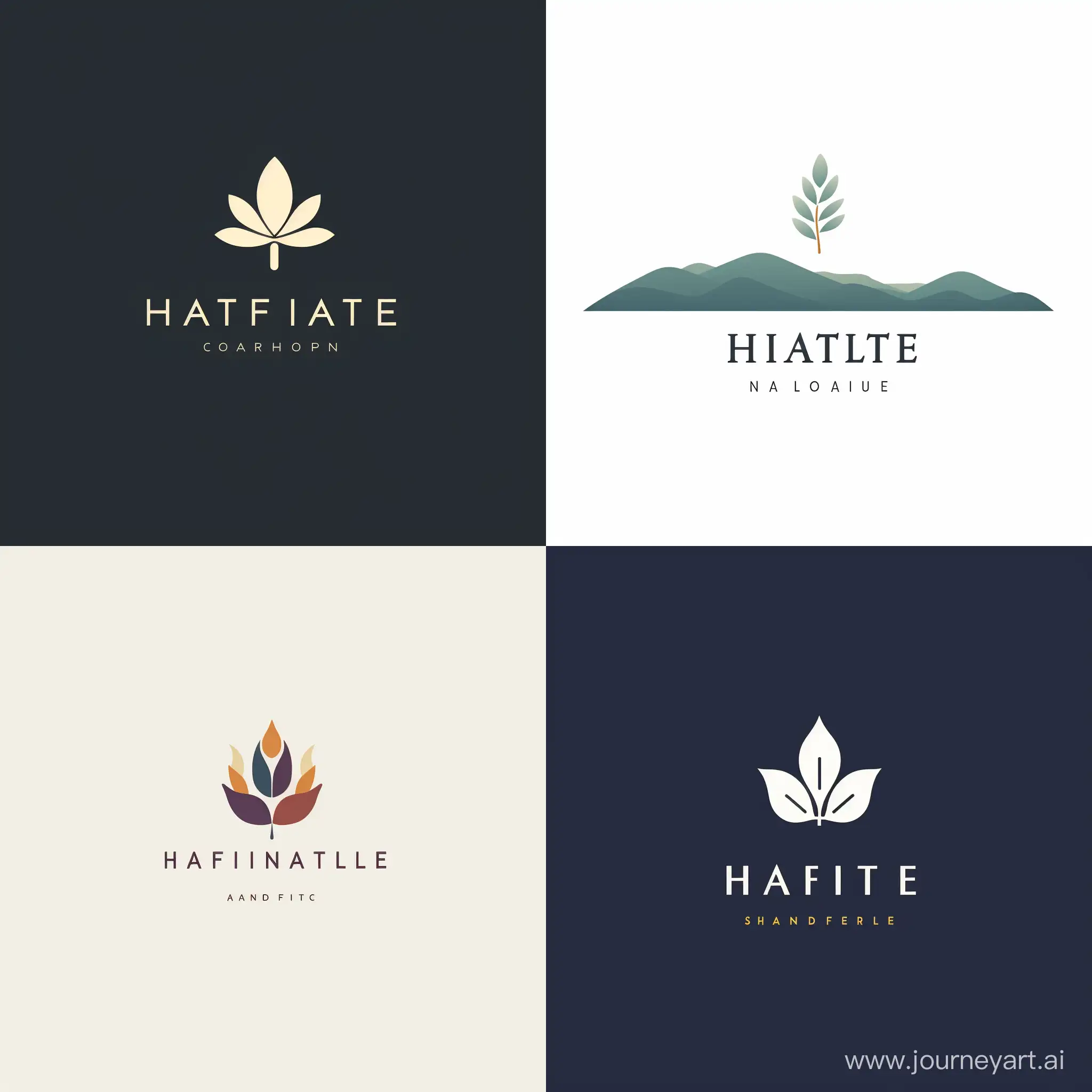 Create a minimalist distinctive logo for the brand called HATLife that encapsulates the essence of Harmony, Abundance, and Tranquility. Employ minimalistic yet powerful imagery, intertwining symbols representing each element seamlessly. Choose a sophisticated color palette to convey a sense of balance and elevate the brand's identity, evoking a harmonious and prosperous lifestyle.