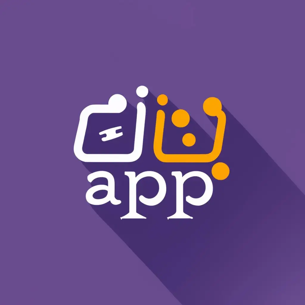 Logo, Application, with the text "WeGoApp", typography, to be used in the Internet industry. Make it on a purple background and for the latter, use white and orange color.