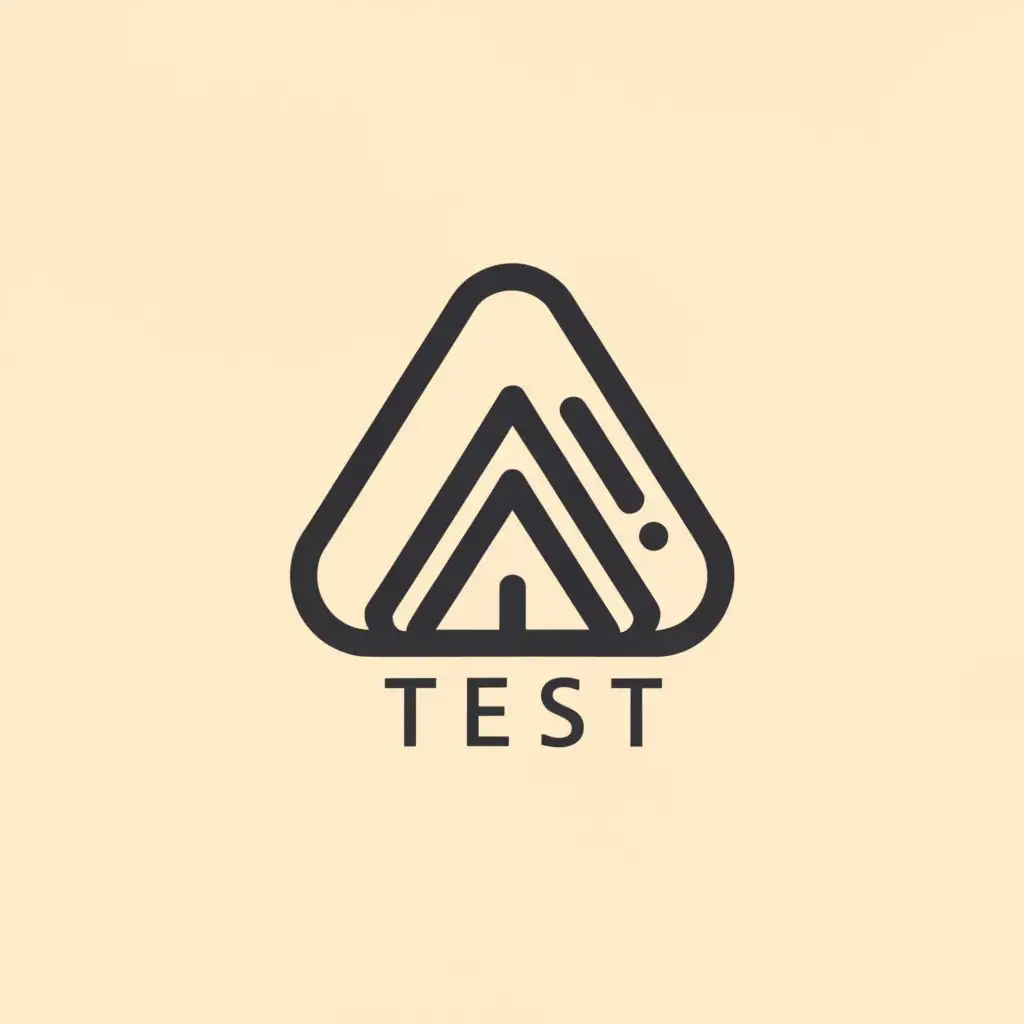 logo, logo A shape with rounded corner similar to airbnb that looks like a camping tent or has a tent inside., with the text "test", typography, be used in Travel industry