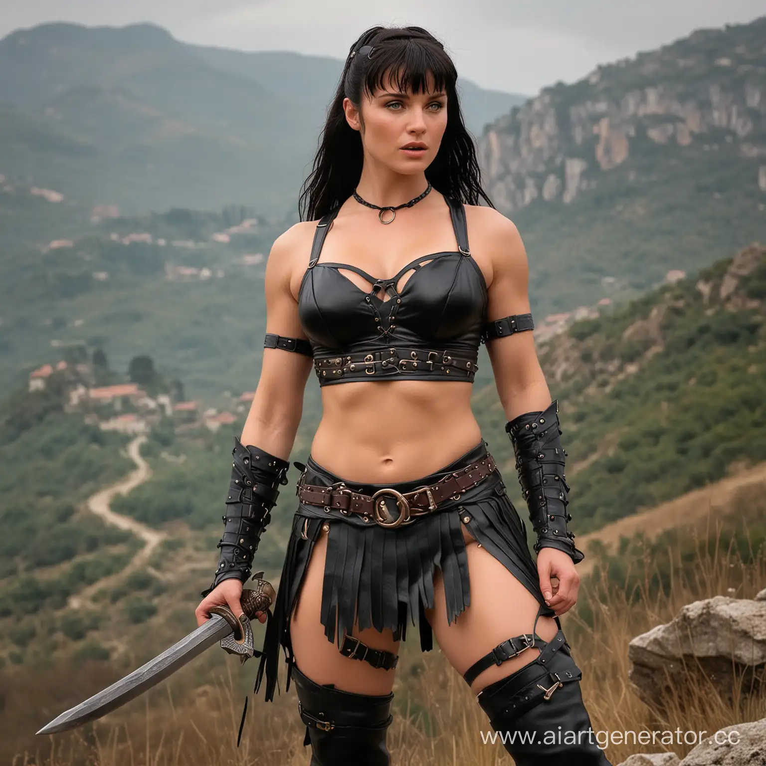 Xena-Warrior-Princess-Athletic-Beauty-in-Leather-and-Thighhigh-Pants