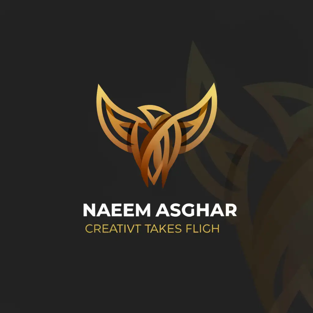 a logo design,with the text "Naeem Asghar", main symbol:Where Creativity Takes Flight,complex,clear background