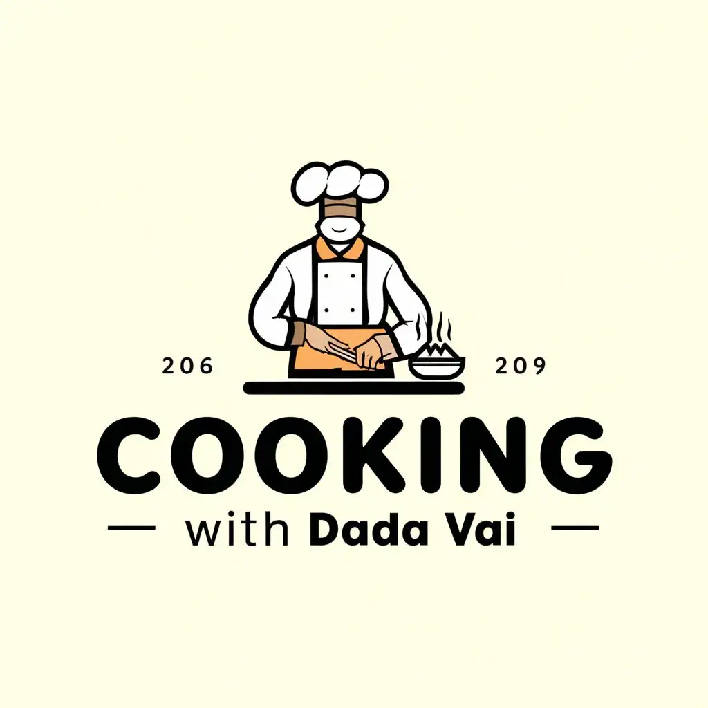logo, chef is cooking., with the text "Cooking With Dada Vai", typography, be used in Restaurant industry