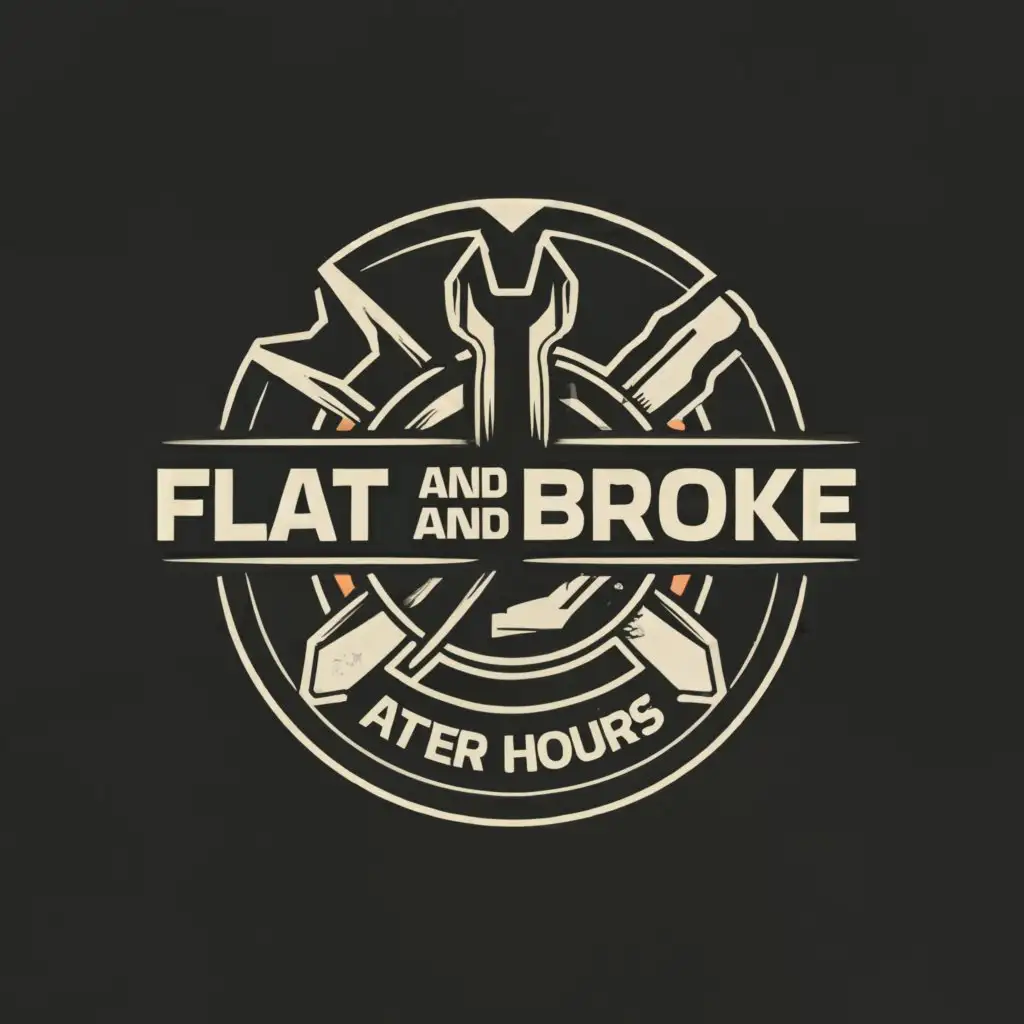 a logo design,with the text "Flat Broke After Hours", main symbol:Wrench tools truck semi,complex,be used in Automotive industry,clear background