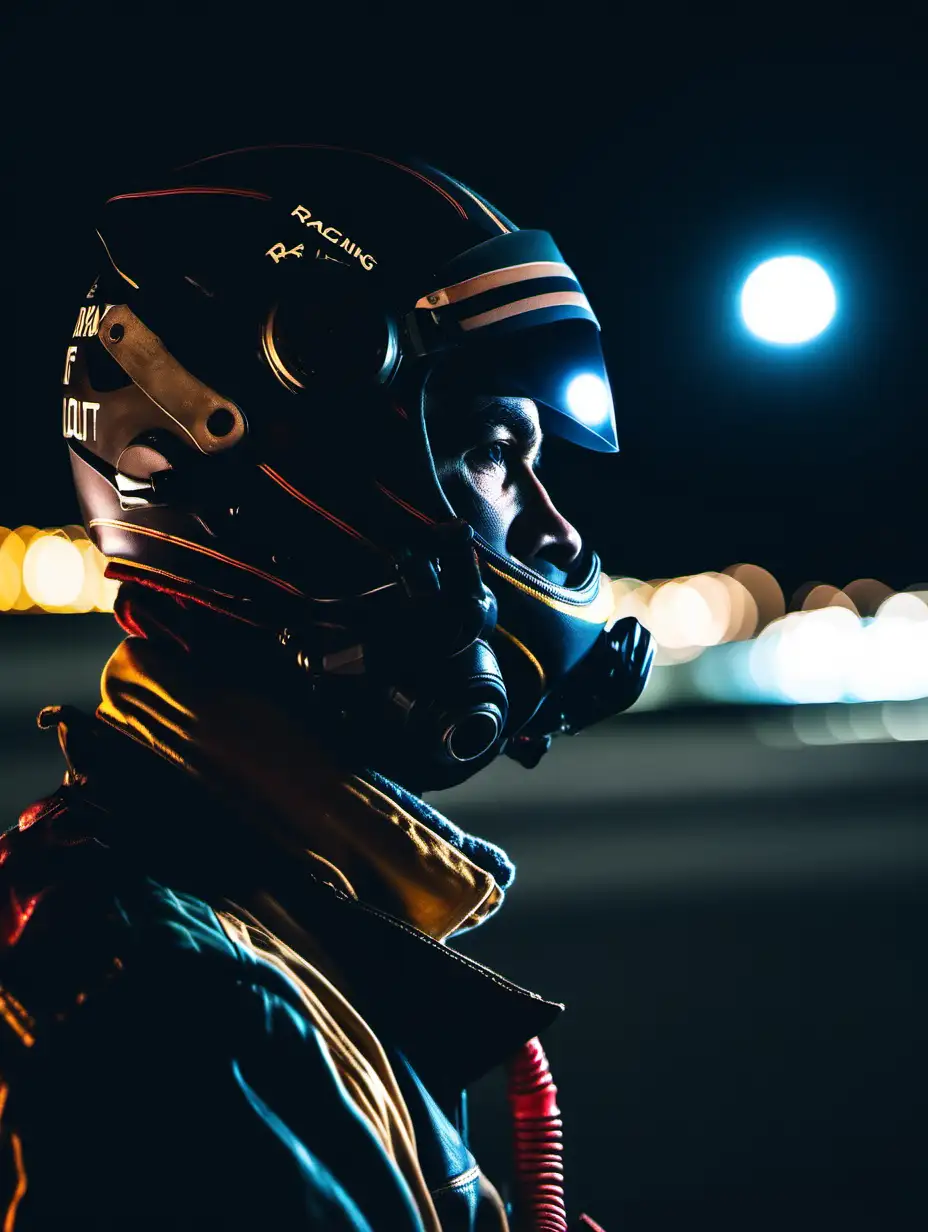 racing pilot look at the air at night