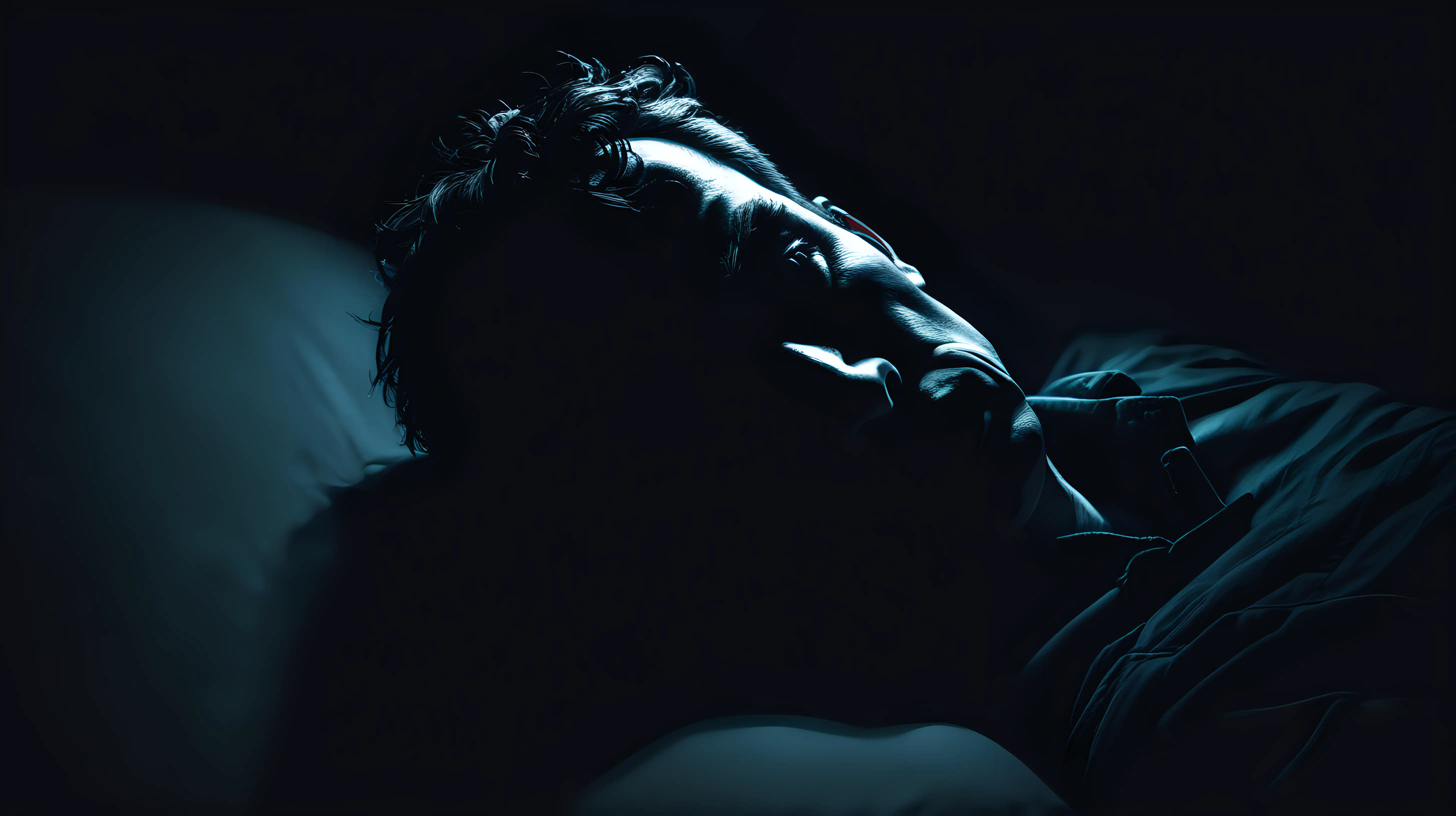 Serenity in Shadows Captivating Image of a Reclining Figure in Complete Darkness