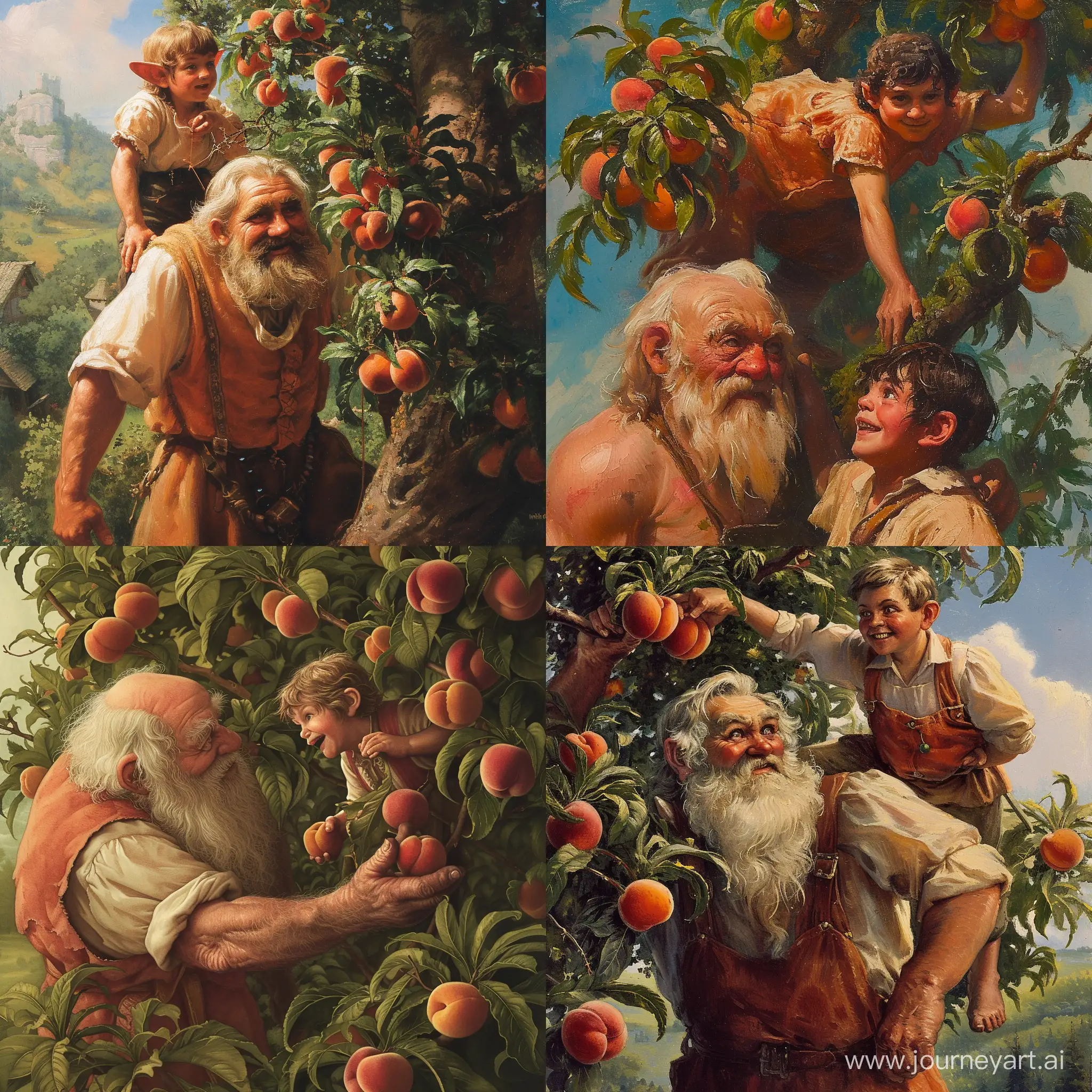 Clever-Dwarf-Harvesting-Peaches-on-Giants-Shoulders