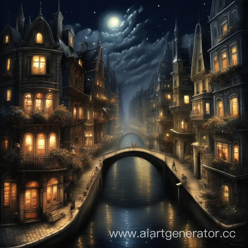 Vibrant-Realism-Enchanting-Night-in-a-FairyTale-Cityscape
