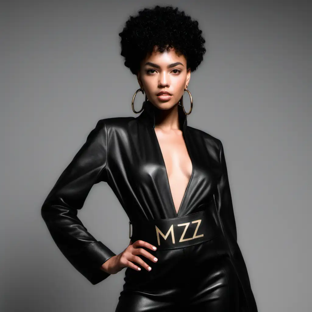 Black or mixed race model wearing 
MZ Luxury Fashion. 
