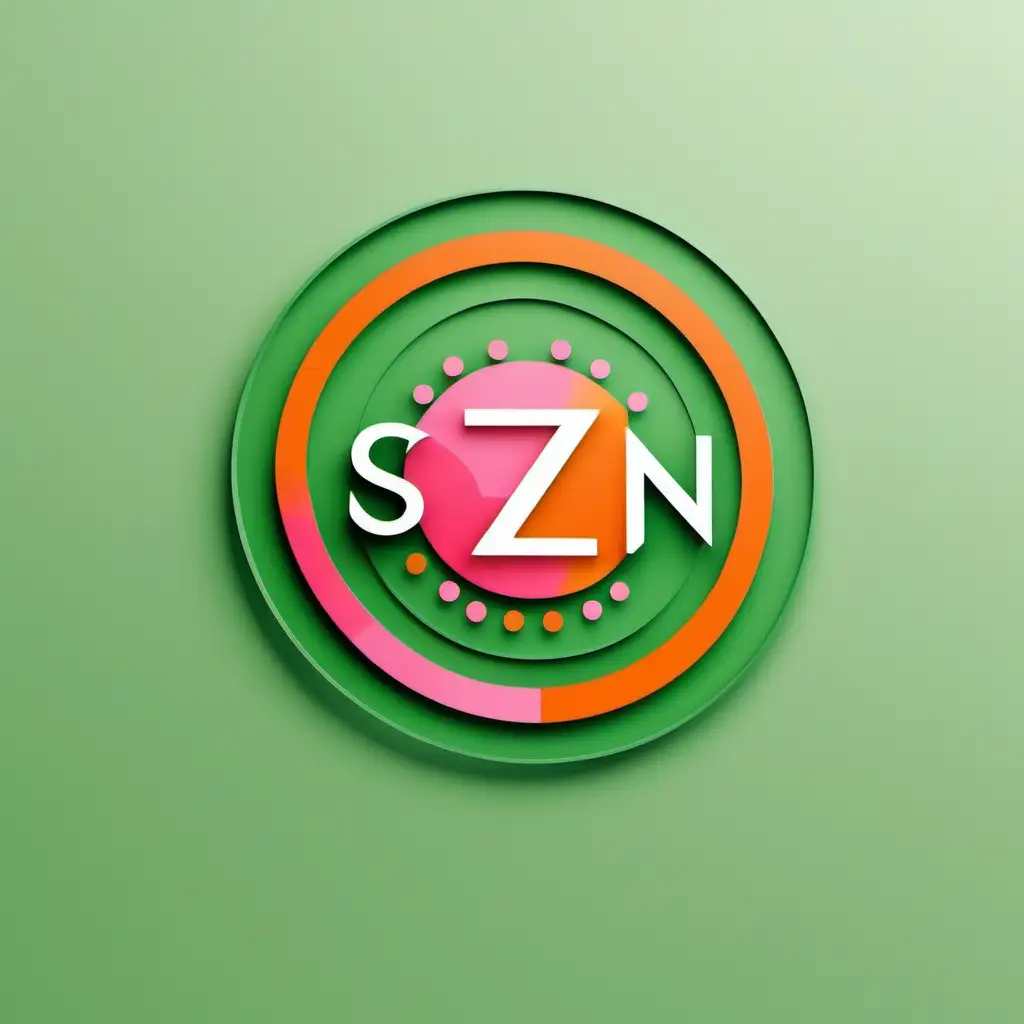Vibrant Circular Logo Design Szens in Green Pink and Orange