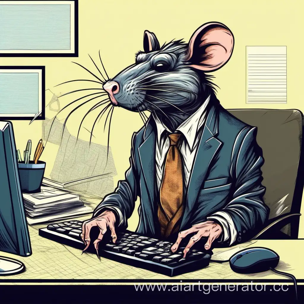 Exhausted-Rat-in-Business-Suit-Working-Late-at-Office-Computer