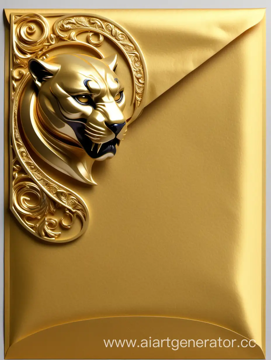 Luxurious-Golden-Template-Featuring-a-Majestic-Panther-on-an-Envelope