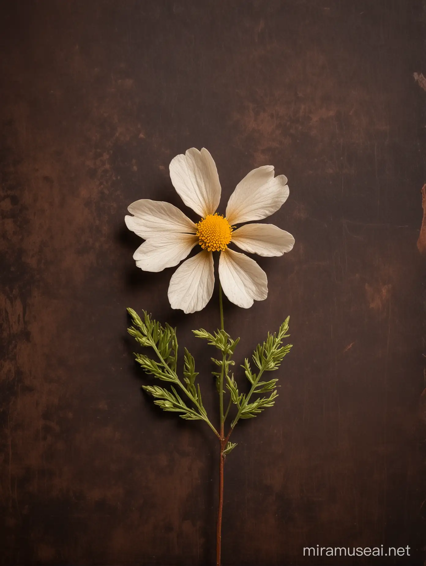 Vibrant Wild Flowers on Rustic Dark Brown Background