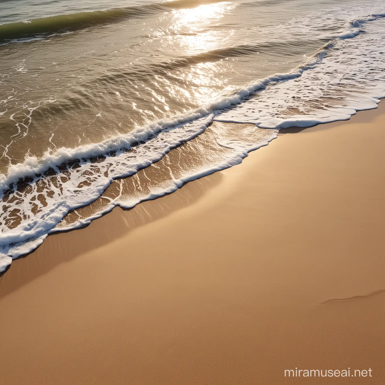 Le onde del mare che si sporgono sulla spiaggia di sabbia fine