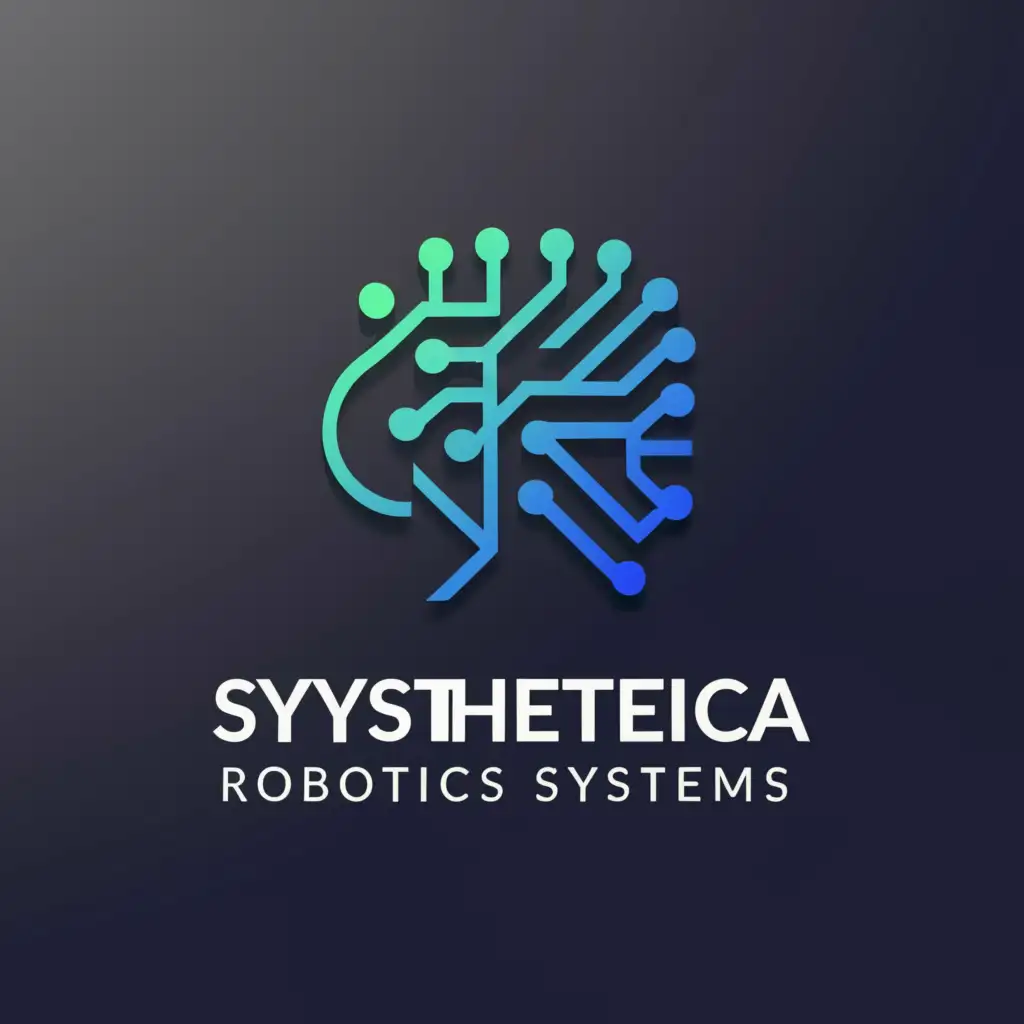 a logo design,with the text "Synthetica Robotics Systems", main symbol:Synthetica Robotics is at the forefront of artificial intelligence and robotics development. , slogan: = Engineering Tomorrow, Today” , Titanium Gray, Electric Blue, Robotic Silver,complex,be used in Technology industry,clear background