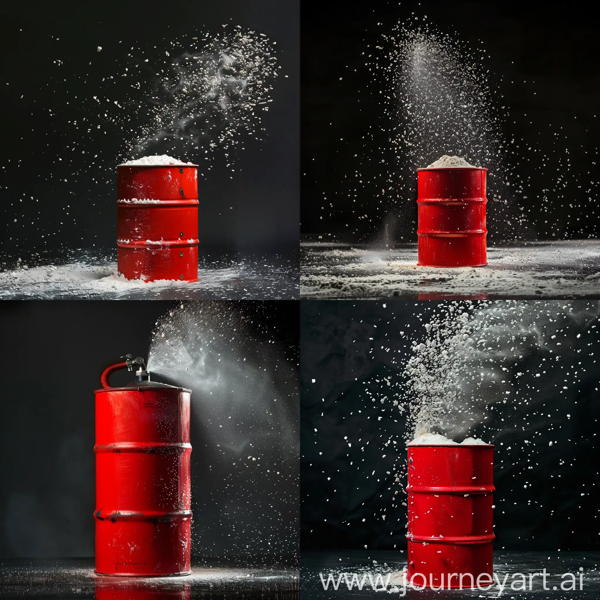 Vibrant-Red-Barrel-with-Fire-Extinguishing-Powder