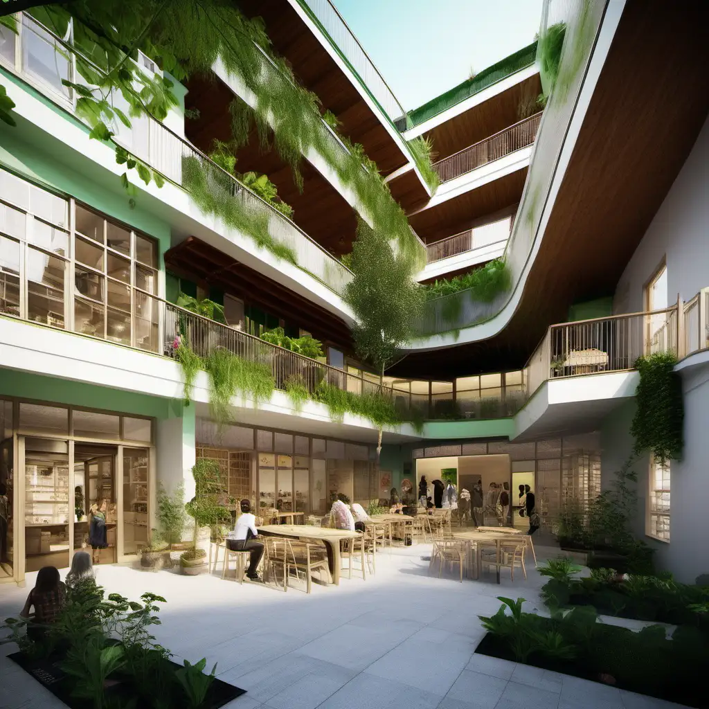 Sustainable 3Floor Green Design Community Center with Rooftop Garden