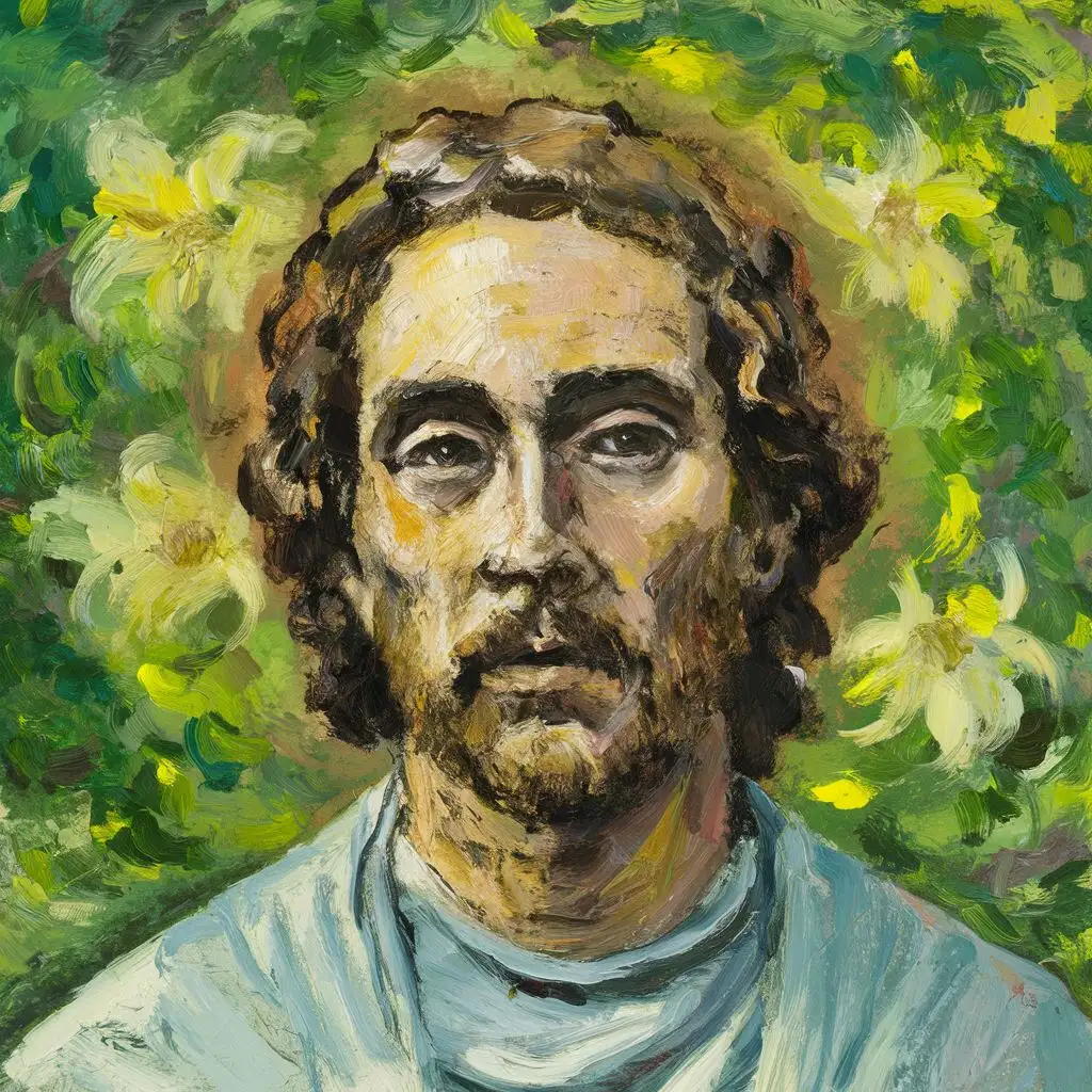 painting portrait of saint oscar romero in the style of artist paul cézanne, Flor de Izote 