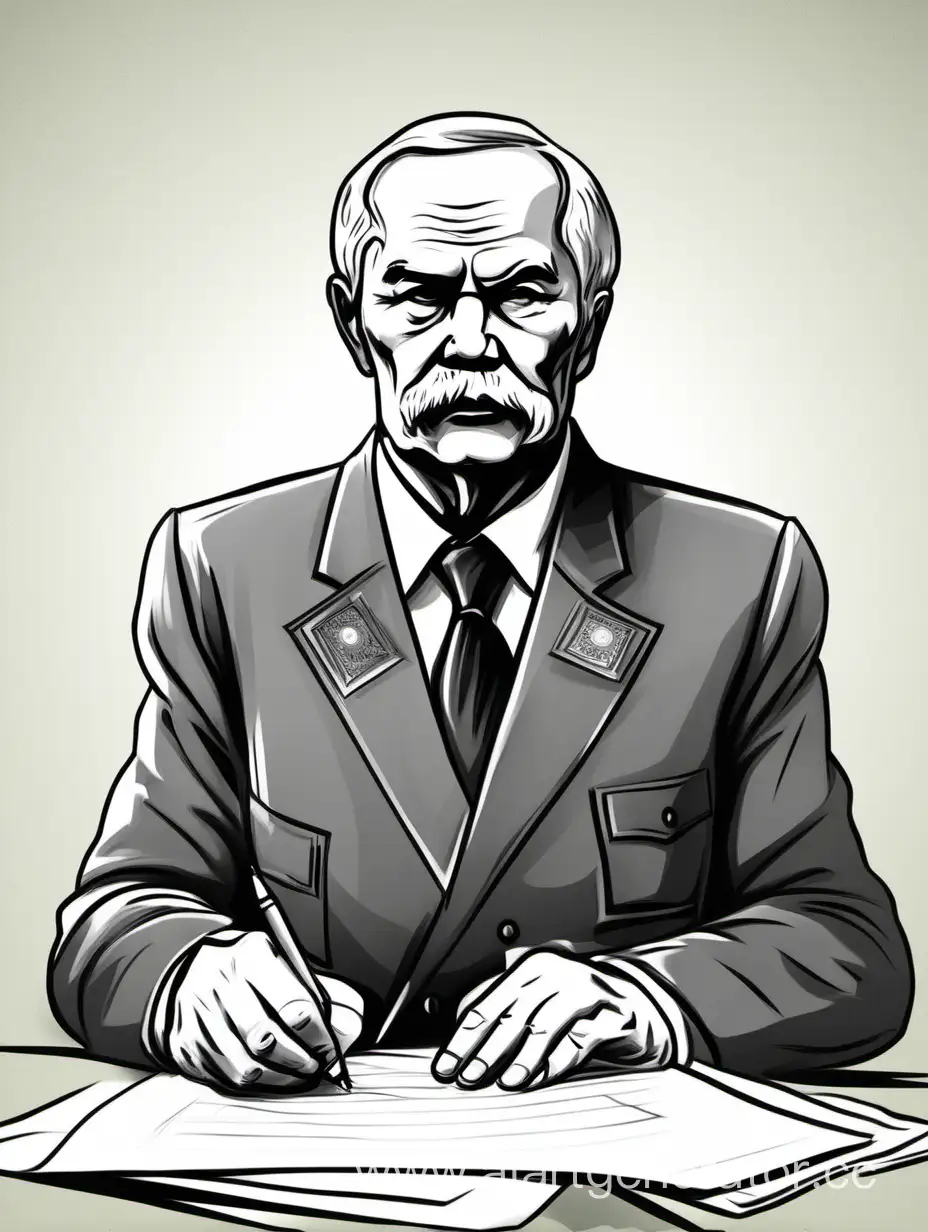 Komsomol-Secretary-Drawing-Depicting-Leadership-and-Ideology