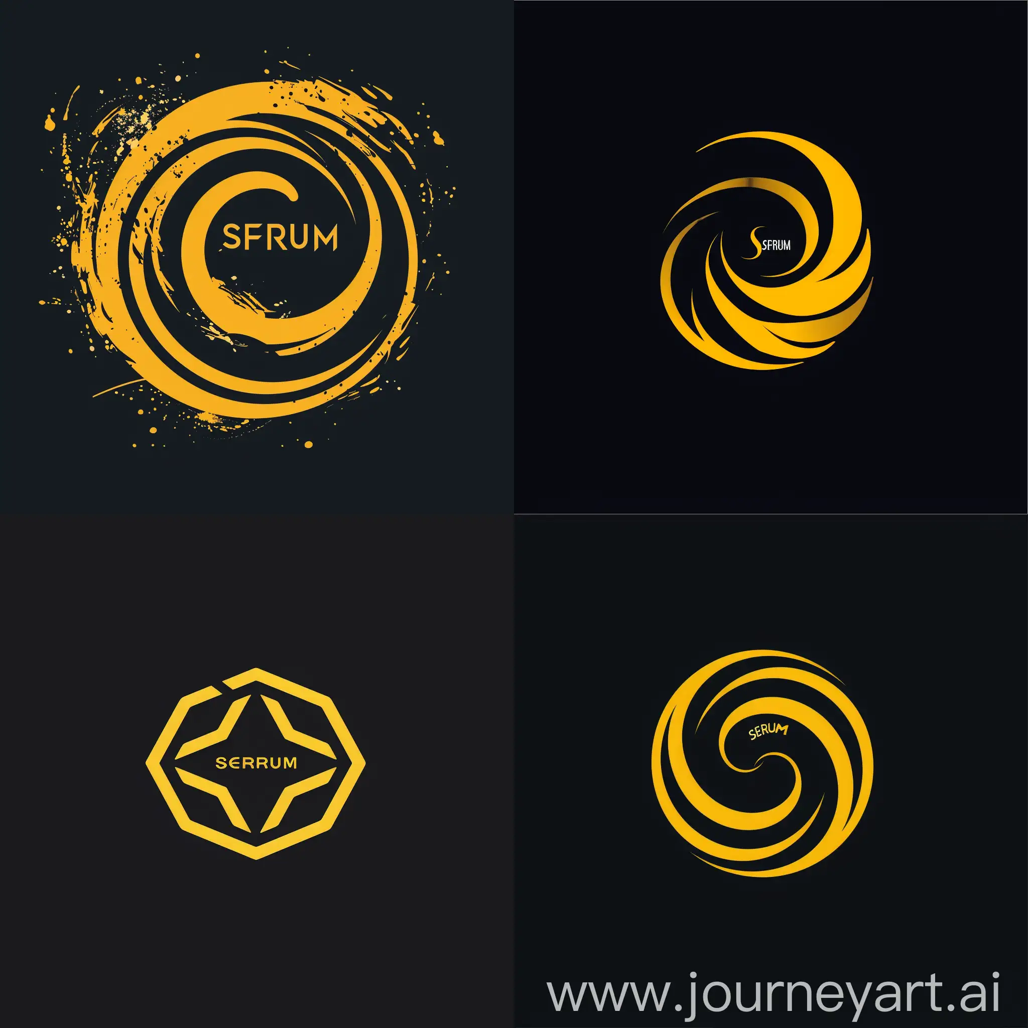 Un logo para un centro de entrenamiento que se llame Sferum de colores amarillo y negro