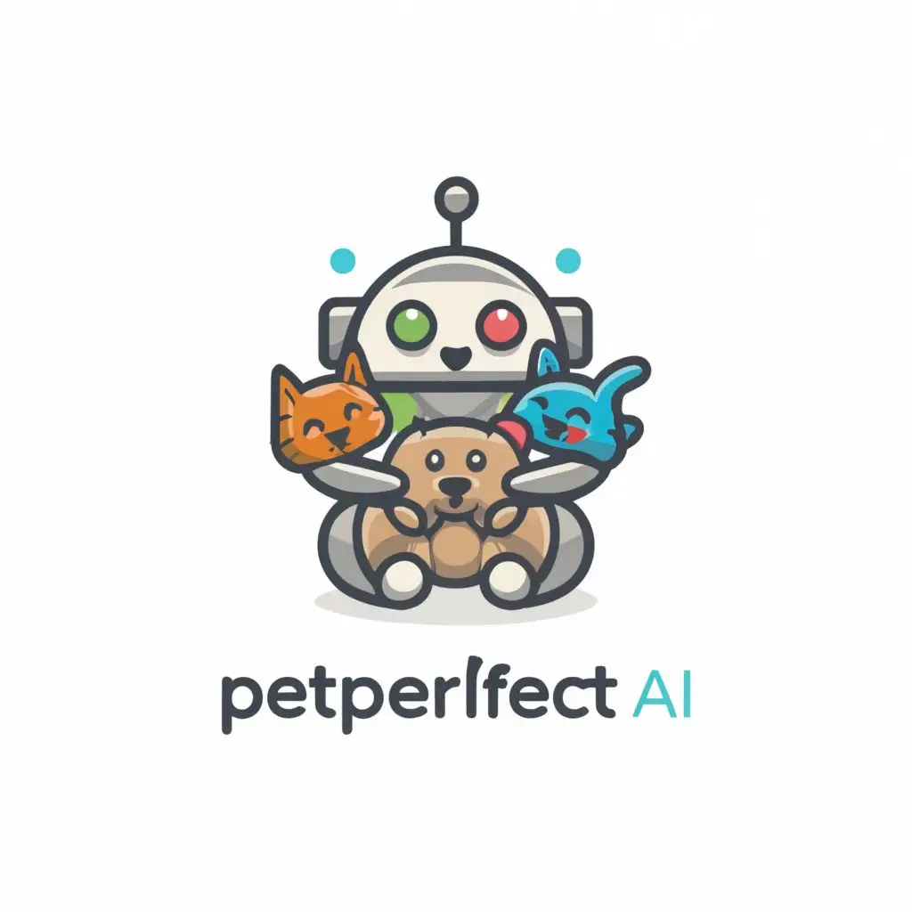 a logo design,with the text "PetPerfect AI", main symbol:a bot that loves pets,Moderate,be used in Animals Pets industry,clear background