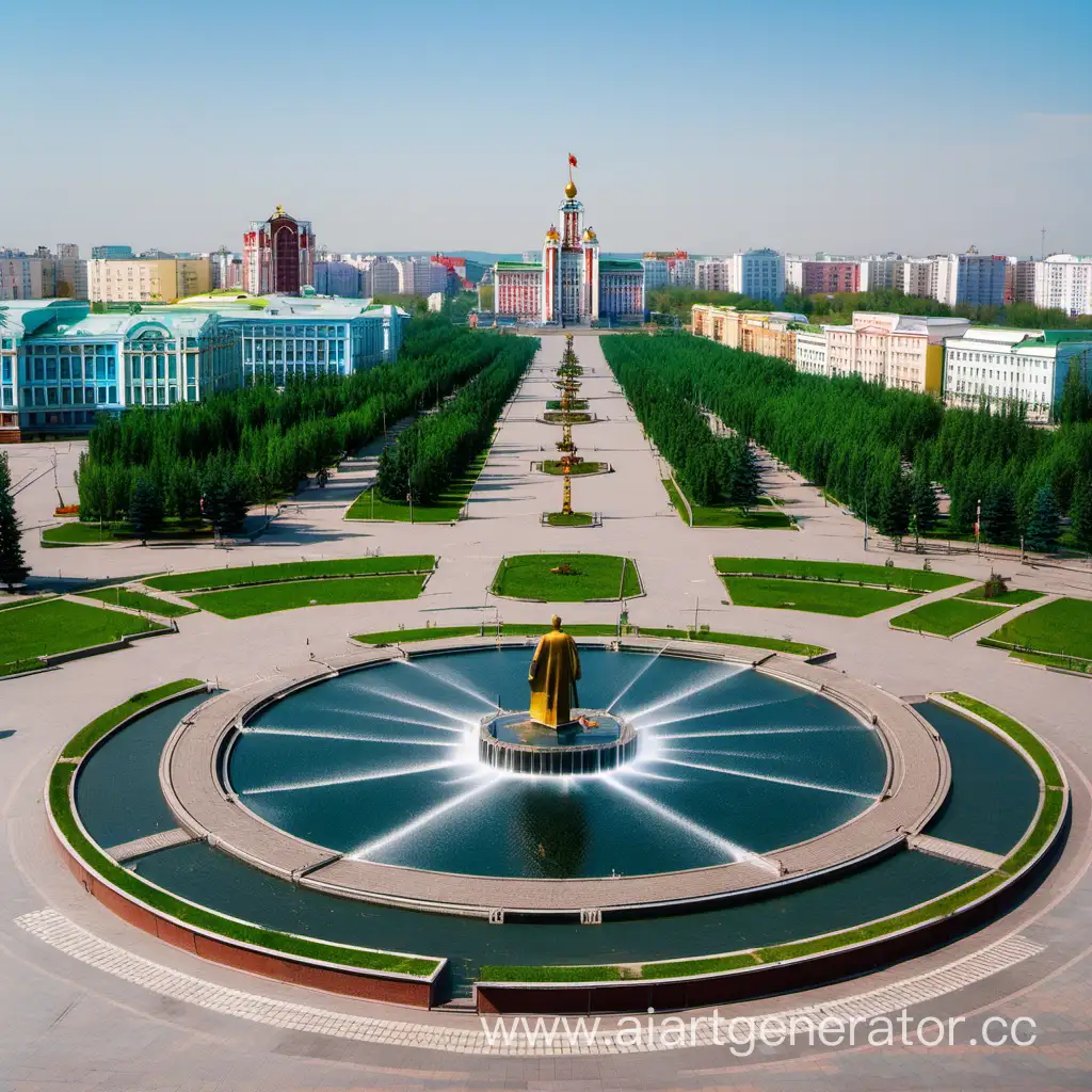 Scenic-Lenin-Square-with-Fountains-in-Vibrant-Khabarovsk-City