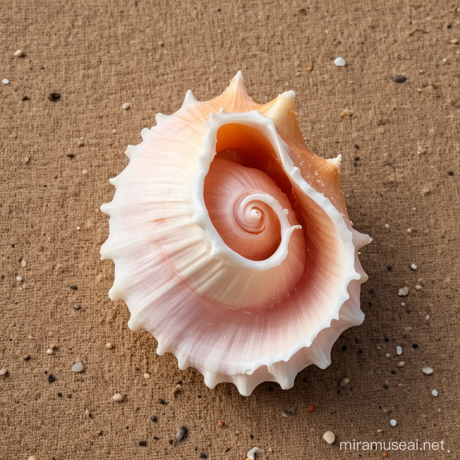Colorful Conch Shell on Sandy Beach