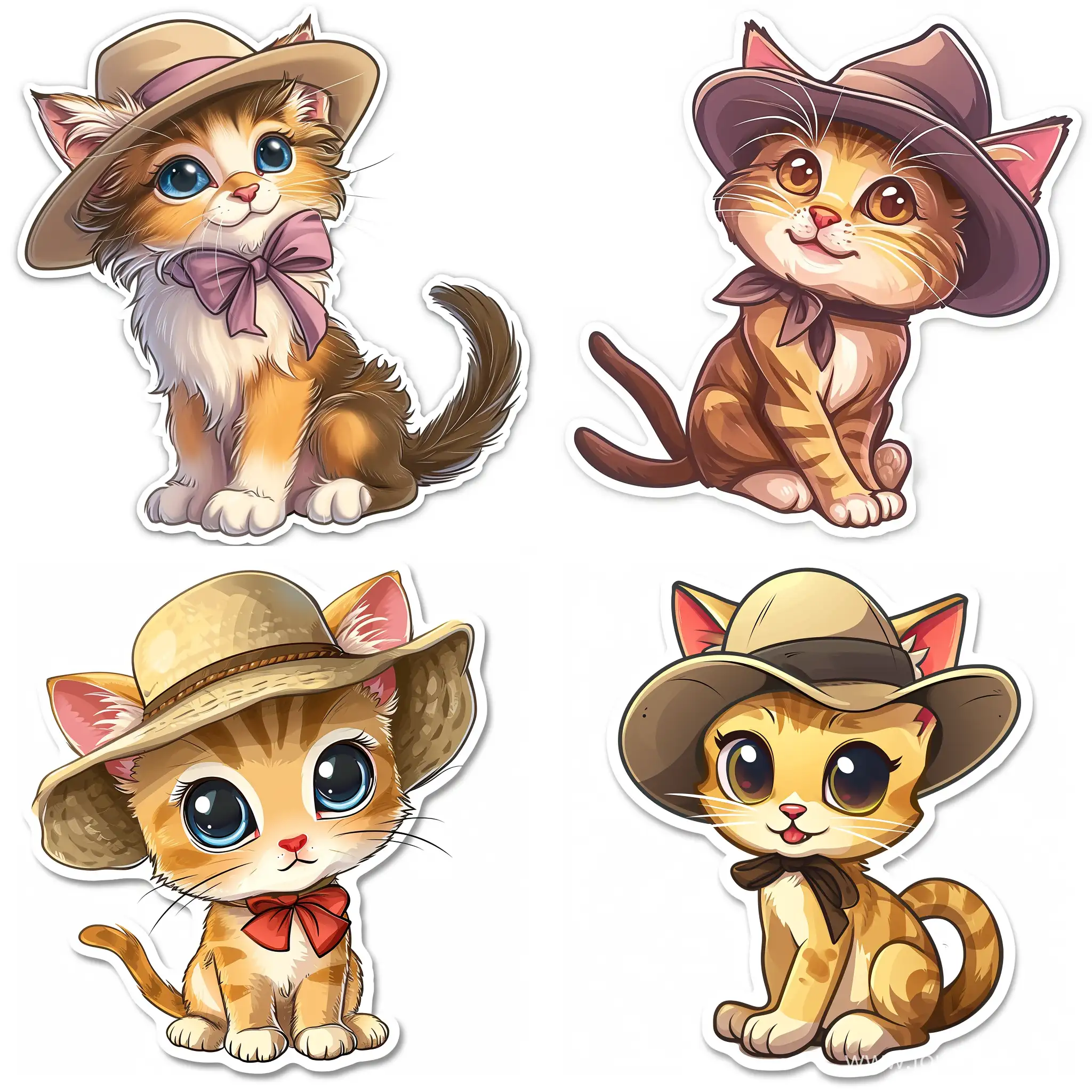 Adorable-Kitten-Cartoon-Sticker-with-Stylish-Hat