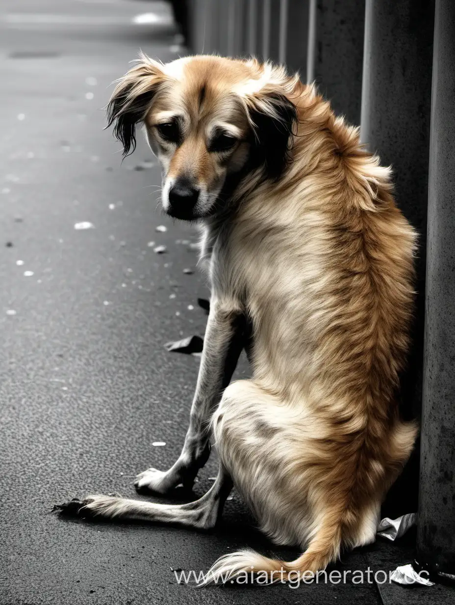 бездомная грустная собака