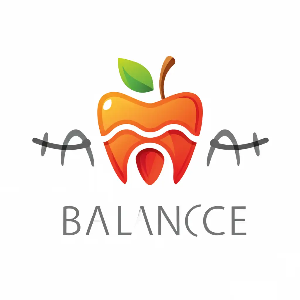 LOGO-Design-For-Balance-Apple-and-Tooth-with-Braces-in-Clear-Background