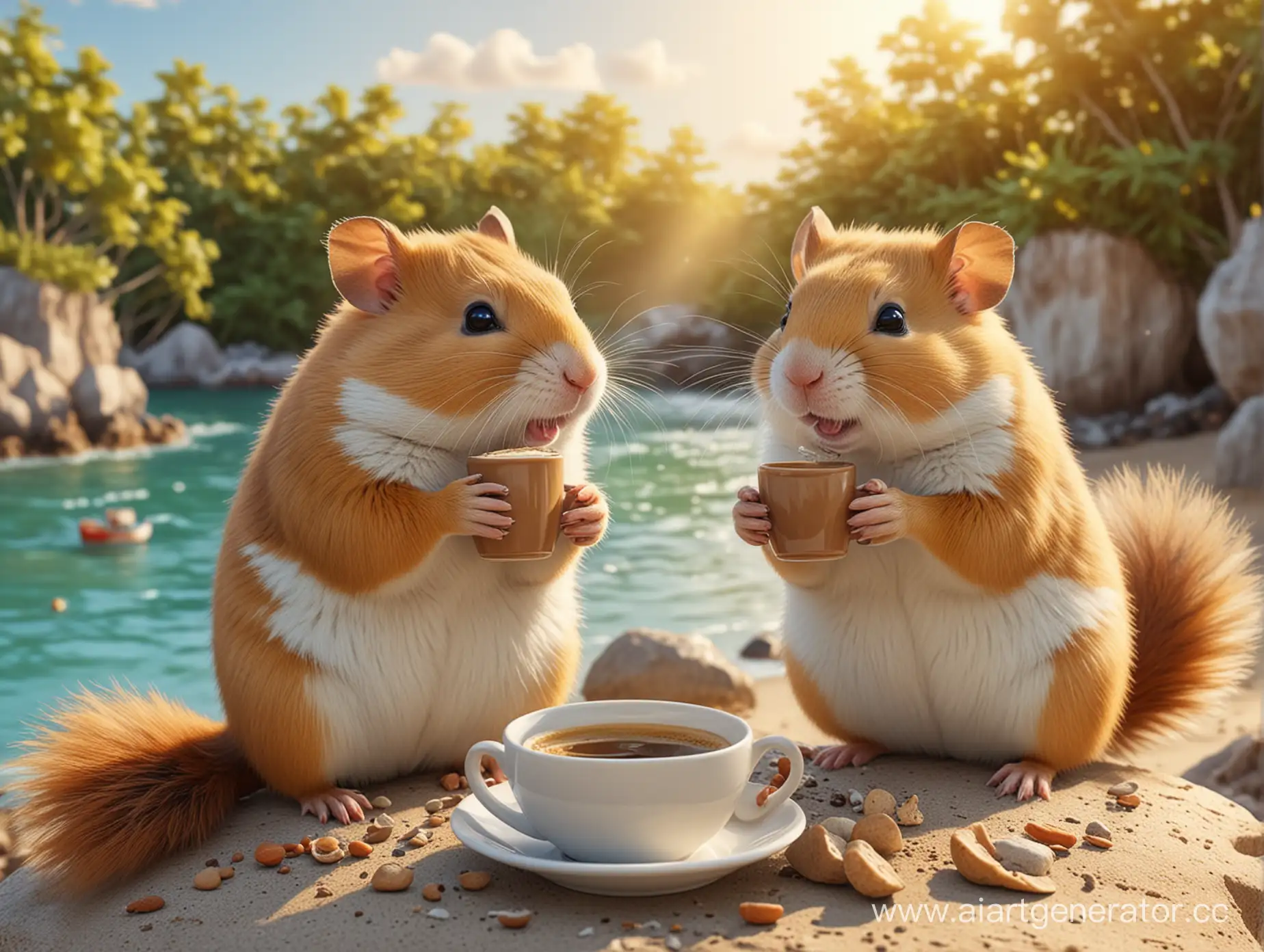 Cheerful-Hamster-and-Squirrel-Enjoying-Coffee-by-the-Shore