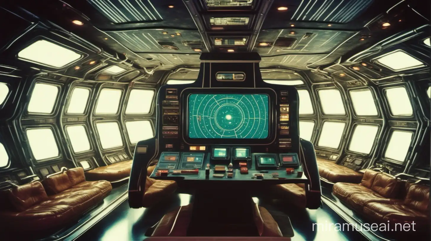 Retro Spaceship Interior with Central Screen