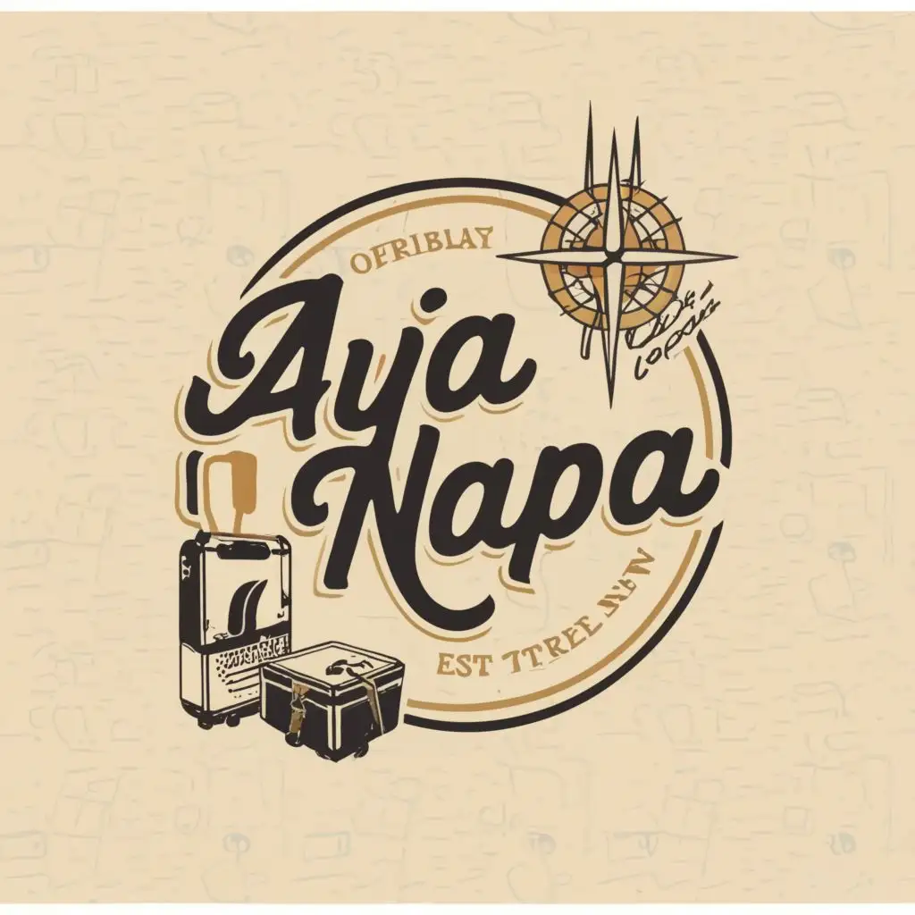 LOGO-Design-for-Ayia-Napa-Travel-1950s-Vintage-Theme-with-Complex-Symbols-and-Clear-Background