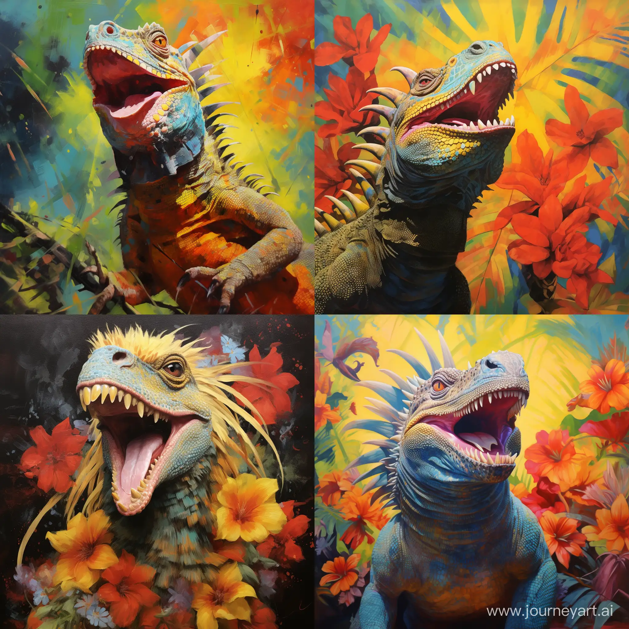 Joyful-Iguana-with-Vibrant-Colors-in-a-Square-Format