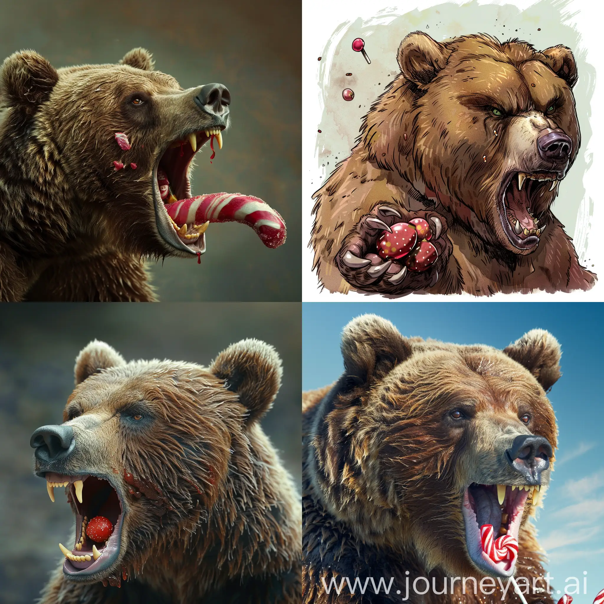 A bear who ate a candy and became angry