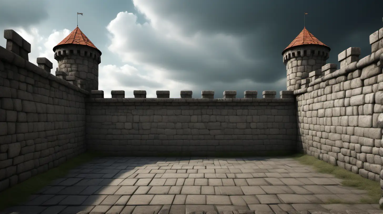  A high-resolution photorealistic set background from the parapet of old castle

