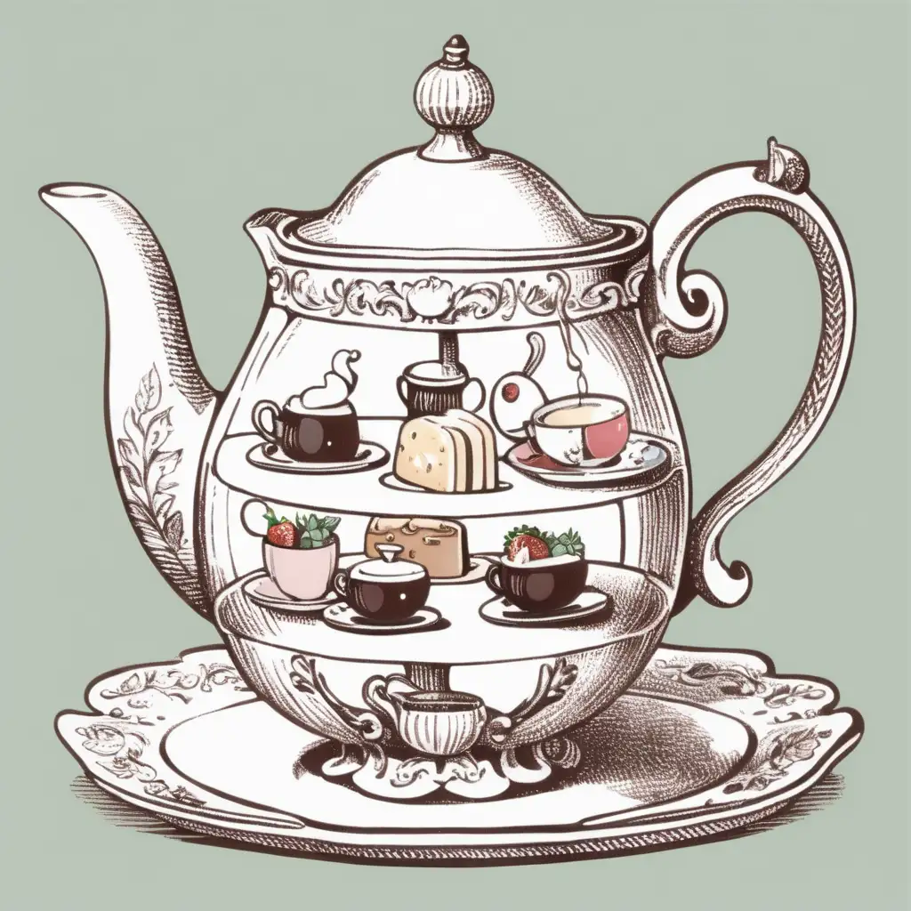 English Afternoon tea pitcher cartoon 