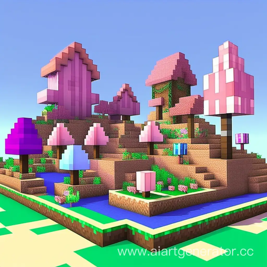Colorful-Minecraft-Candy-Biome-Landscape