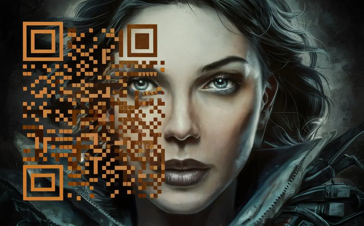 Epic-Portrait-of-a-Woman-with-QR-Code-Eye-Detail