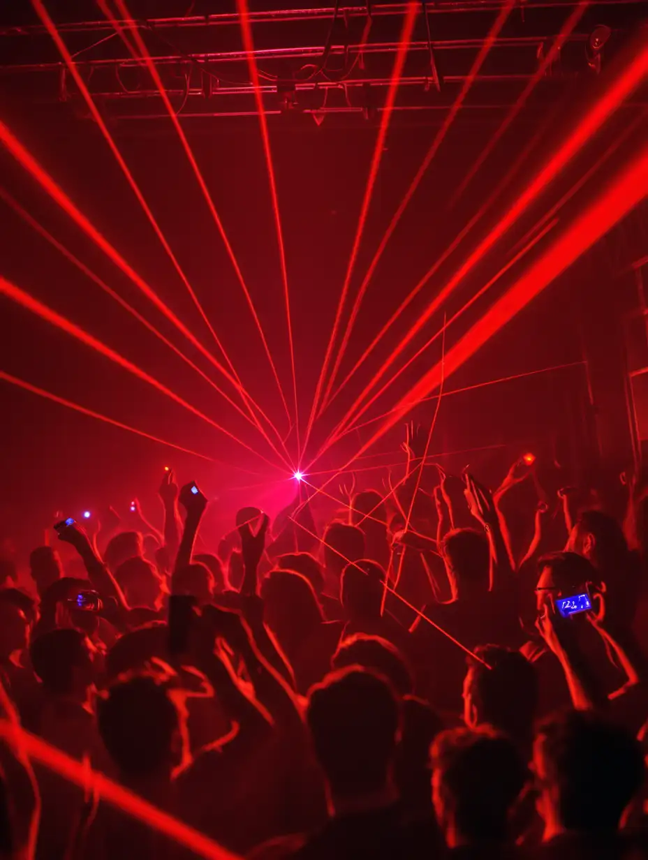 Vibrant Nightclub Scene with Mesmerizing Red Lasers