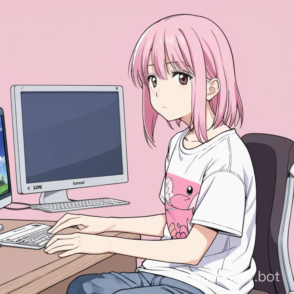 Sakura-Working-at-Computer-in-Casual-Attire