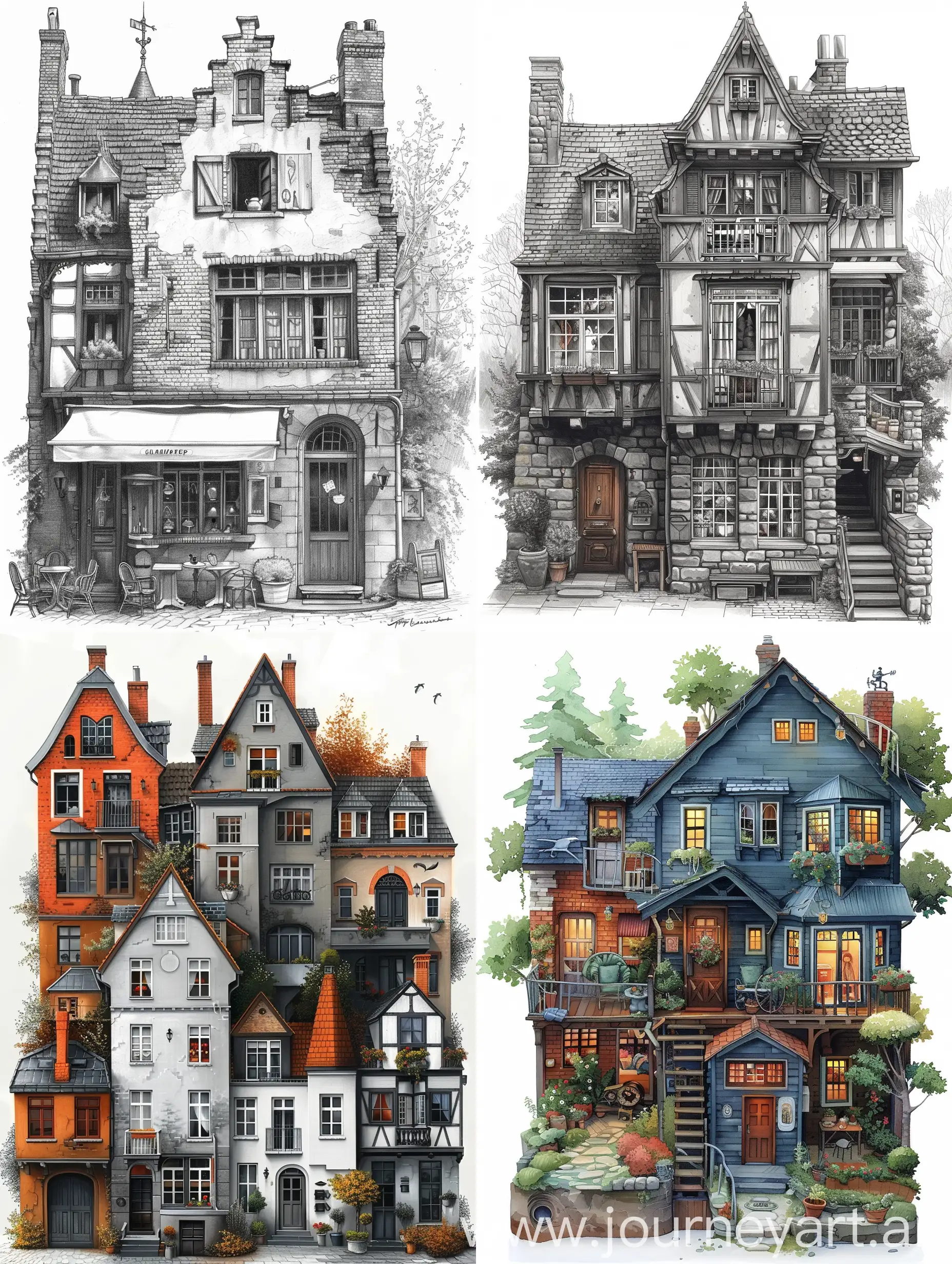 drawing of miniature houses --s 750